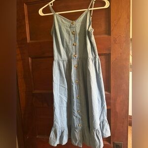 Japna Blue Denim Dress with Ruffled Hem